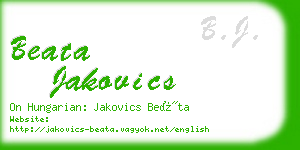 beata jakovics business card